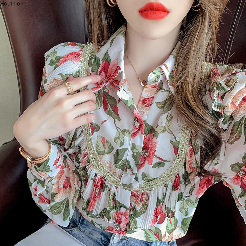 Women's Blouses Chiffon Polo Shirt Shirts Slim Print Fashion Top Lady Floral Casual Blouse Long Sleeve Tops Buttons Houthion
Women's Blouses Chiffon Polo Shirt Shirts Slim Print Fashion Top Lady Floral Casual Blouse Long Sleeve Tops Buttons Houthion