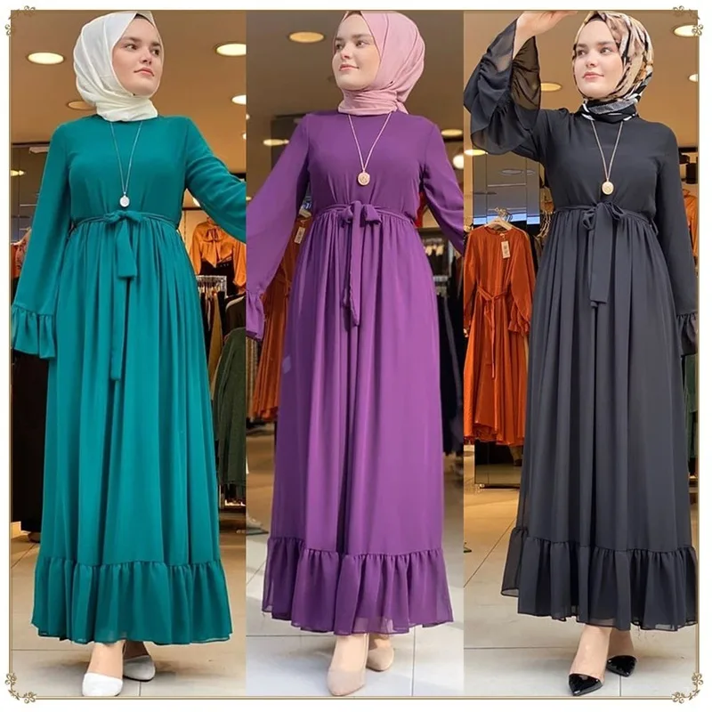 Мусульманское плиссированное платье абайя кимоно кардиган хиджаб арабский