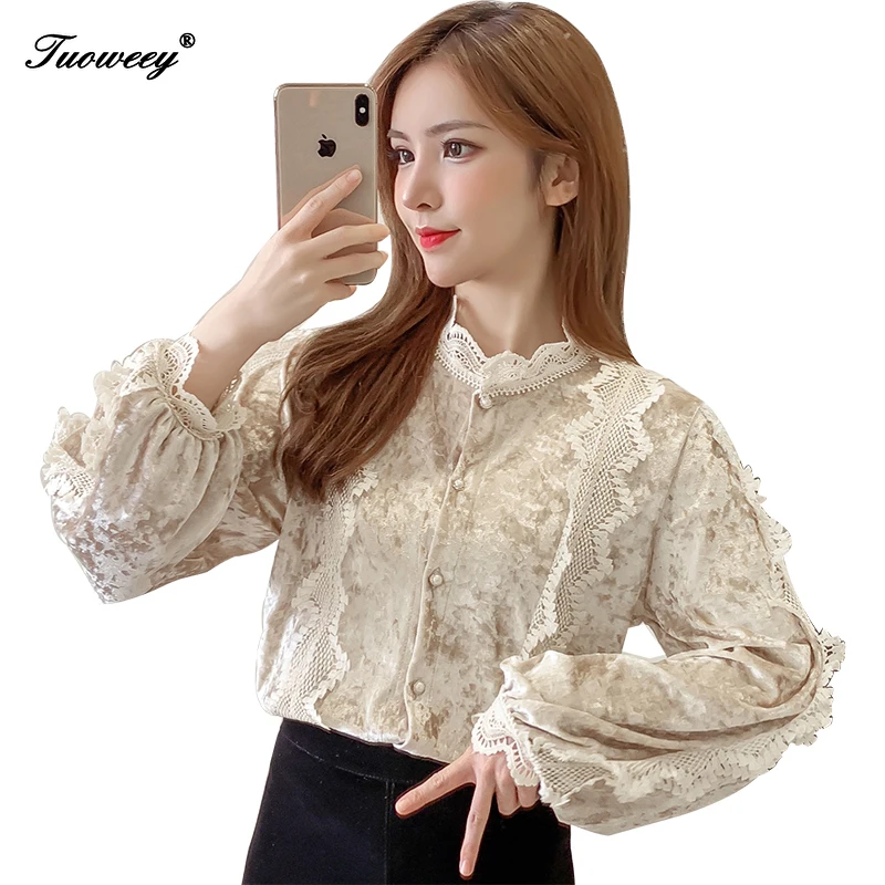 Fashion Woman stand collar lace Blouses 2019 Autumn New Elegant Shirt Female Long Sleeve Shirts Women Tops And Blouses Clothes
Fashion Woman stand collar lace Blouses 2019 Autumn New Elegant Shirt Female Long Sleeve Shirts Women Tops And Blouses Clothes