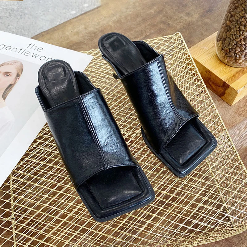 Fashion Brand Women Slipper Square Toe Outdoor Slides Thin High Heels Open Toe Summer Sandals Slippers Ladies Leather Mules
Fashion Brand Women Slipper Square Toe Outdoor Slides Thin High Heels Open Toe Summer Sandals Slippers Ladies Leather Mules