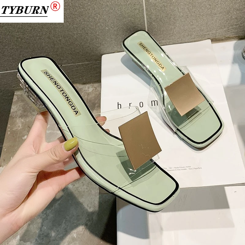 Design Fashion Square Buckle High Heels New Summer Shoes Women's Metal Transparent Square Mid-heel Mules Women's Open Slippers
Design Fashion Square Buckle High Heels New Summer Shoes Women's Metal Transparent Square Mid-heel Mules Women's Open Slippers