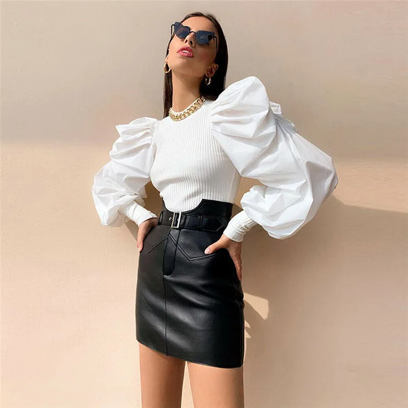 Fashion Women Ladies Puff Mesh Sleeve Tops Blouse Pullover Knitted Blouse Autumn Winter Warm Ladies Casual Loose Jumper Shirt
Fashion Women Ladies Puff Mesh Sleeve Tops Blouse Pullover Knitted Blouse Autumn Winter Warm Ladies Casual Loose Jumper Shirt