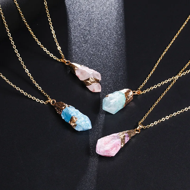 New Classic Handmade Twining Irregular Natural Stone Pendant Purple Crystal Pink Quartz Crystal Necklace For Women
New Classic Handmade Twining Irregular Natural Stone Pendant Purple Crystal Pink Quartz Crystal Necklace For Women