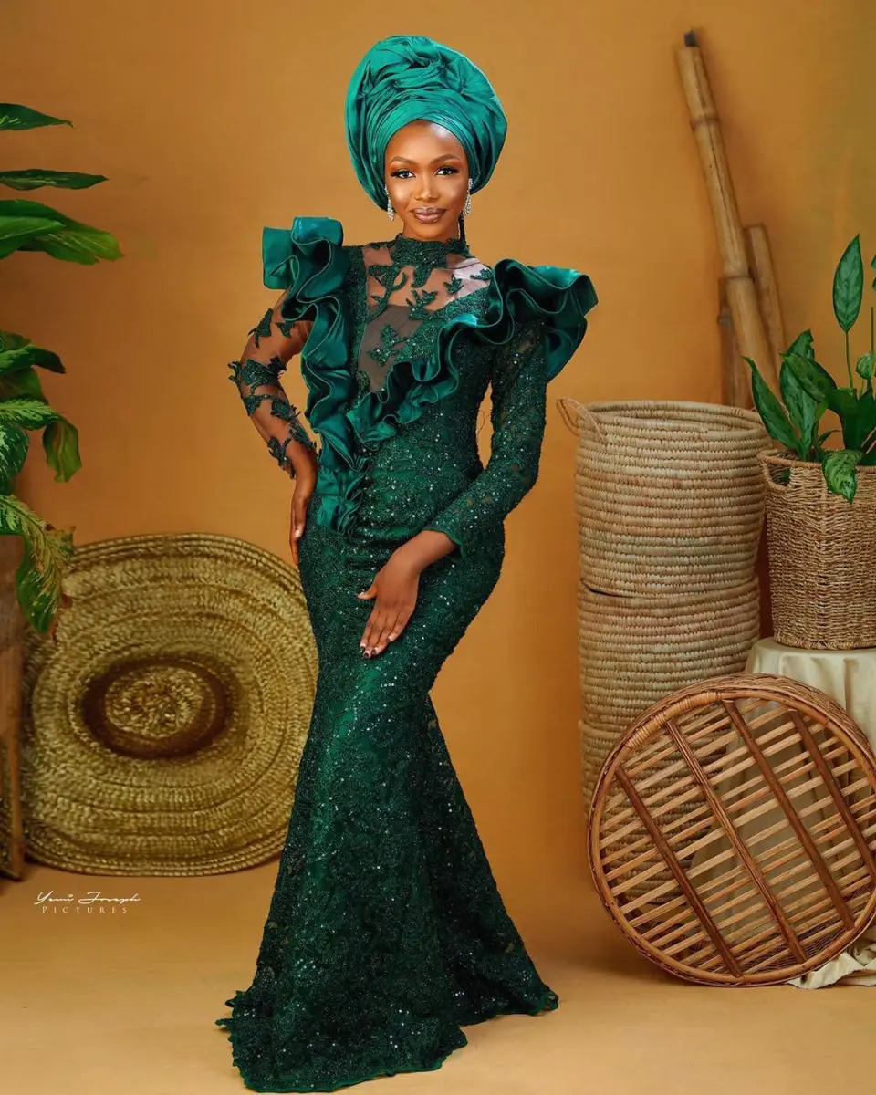 Elegant Green Sequin Lace Mermaid Evening Dress Aso Ebi V Neck Ruffles Prom Gowns Plus Size Formal Party Dress Vestido
Elegant Green Sequin Lace Mermaid Evening Dress Aso Ebi V Neck Ruffles Prom Gowns Plus Size Formal Party Dress Vestido