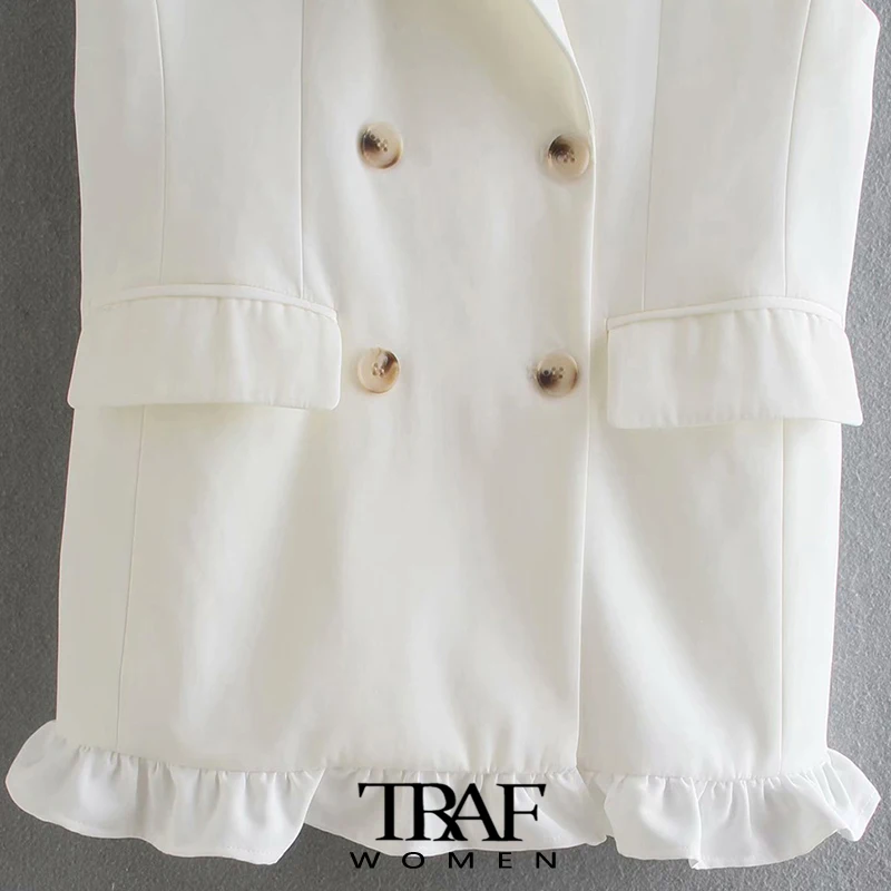 TRAF Za Women Fashion Double Breasted Ruffled Waistcoat Vintage Sleeveless Flap Pockets Female Vest Coat Chic Tops
TRAF Za Women Fashion Double Breasted Ruffled Waistcoat Vintage Sleeveless Flap Pockets Female Vest Coat Chic Tops