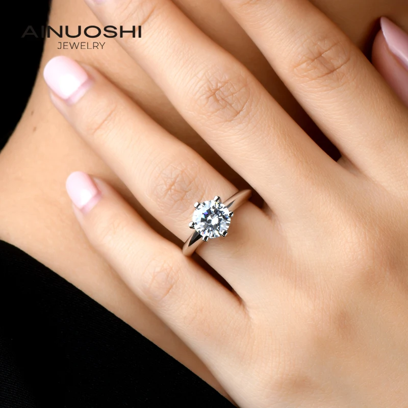 Обручальные кольца AINUOSHI из настоящего муассанита диаметром 1/1, 5/2/3ct для женщин, кольца высшего качества из белого золота, ювелирные изделия из стерлингового серебра S925
Обручальные кольца AINUOSHI из настоящего муассанита диаметром 1/1, 5/2/3ct для женщин, кольца высшего качества из белого золота, ювелирные изделия из стерлингового серебра S925