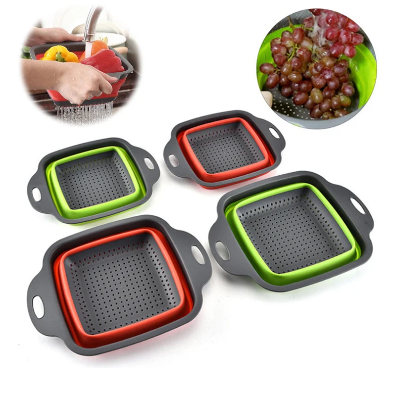 2pcs/set Foldable Fruit Vegetable Washing Basket Strainer Portabl Silicone Colander Collapsible Drainer With Handle Kitchen Tool
2pcs/set Foldable Fruit Vegetable Washing Basket Strainer Portabl Silicone Colander Collapsible Drainer With Handle Kitchen Tool