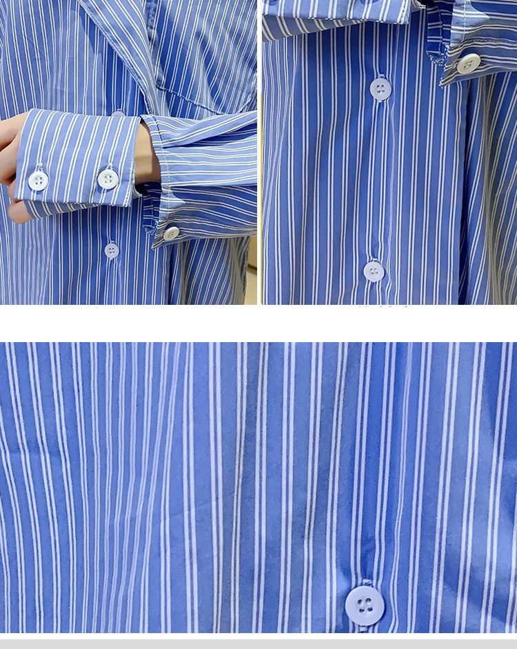 women fashion 2021 Spring New blue Striped base Oversized Blouses Female Tops Loose Long Sleeved Striped Shirt Women's Tops 660E
women fashion 2021 Spring New blue Striped base Oversized Blouses Female Tops Loose Long Sleeved Striped Shirt Women's Tops 660E