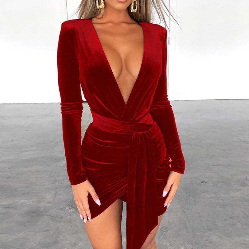 Deep V Neck Velvet Sexy Dress Women Bandage Wrap Party Club Mini Dresses 2020 Spring Elegant Long Sleeve Bodycon Dress Vestidos
Deep V Neck Velvet Sexy Dress Women Bandage Wrap Party Club Mini Dresses 2020 Spring Elegant Long Sleeve Bodycon Dress Vestidos