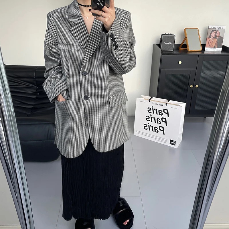 Gray Houndstooth Oversized Blazer Women 2021 Autumn Winter Split Hems New Korean Loose Casual Suit Coat
Gray Houndstooth Oversized Blazer Women 2021 Autumn Winter Split Hems New Korean Loose Casual Suit Coat