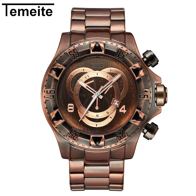 TEMEITE T020G Men Watches 2020 Top Brand Retro Bronze Quartz Watches Men Watch Army Military Stainless Steel Wristwatches
TEMEITE T020G Men Watches 2020 Top Brand Retro Bronze Quartz Watches Men Watch Army Military Stainless Steel Wristwatches
