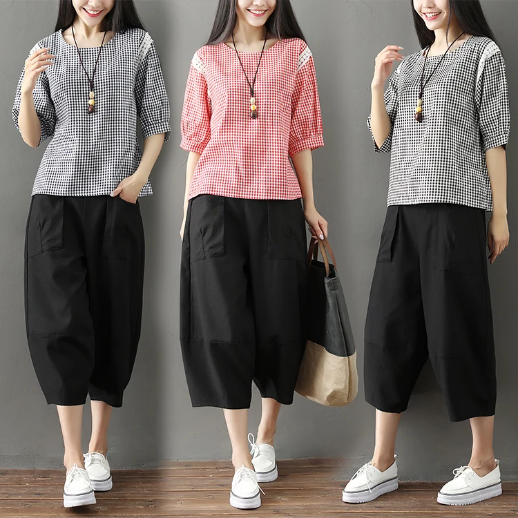 Fresh Artistic Plaid Shirt Summer 2020 New Loose Large Size Cotton and Linen Half Sleeves T-shirt Women's Fat Girl Linen Top
Fresh Artistic Plaid Shirt Summer 2020 New Loose Large Size Cotton and Linen Half Sleeves T-shirt Women's Fat Girl Linen Top