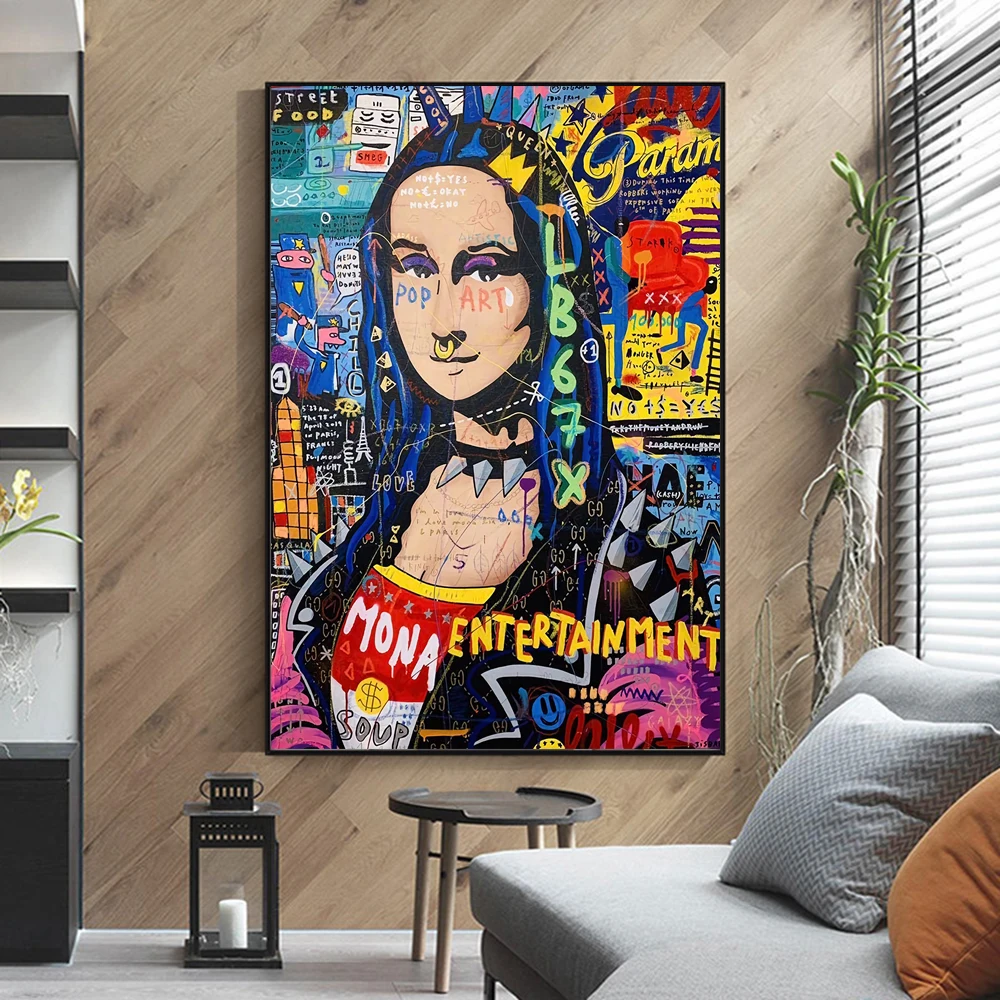 Mona Lisa Street Graffiti Art Posters and Prints Funny Canvas Painting on The Wall Art Picture for Living Room Cuadro Home Decor 
Mona Lisa Street Graffiti Art Posters and Prints Funny Canvas Painting on The Wall Art Picture for Living Room Cuadro Home Decor