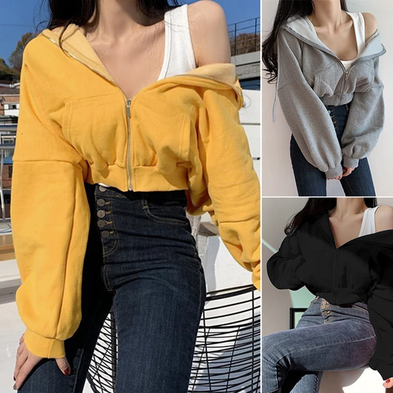 Women'S Plus Velvet Loose Solid Color Wild Casual Zipper Cardigan Short Hooded Sweater
Women'S Plus Velvet Loose Solid Color Wild Casual Zipper Cardigan Short Hooded Sweater