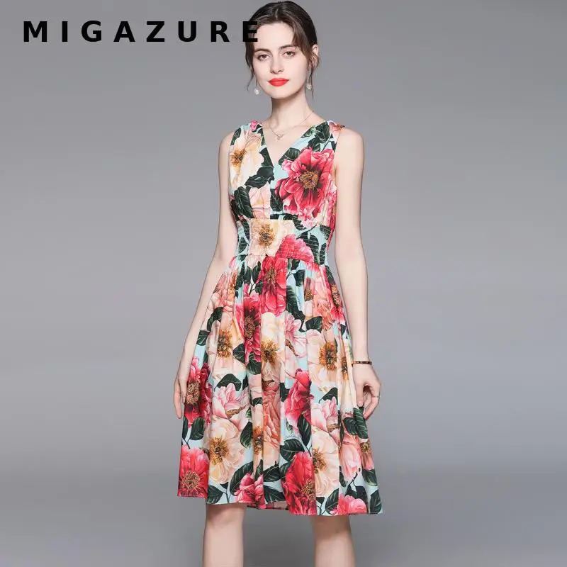 MIGAZURE V Neck Sexy Dress Summer Ladies Rose Floral Pink Print Elastic Waist 50s 60s Feather Party Cocktail Rockabilly Dress
MIGAZURE V Neck Sexy Dress Summer Ladies Rose Floral Pink Print Elastic Waist 50s 60s Feather Party Cocktail Rockabilly Dress