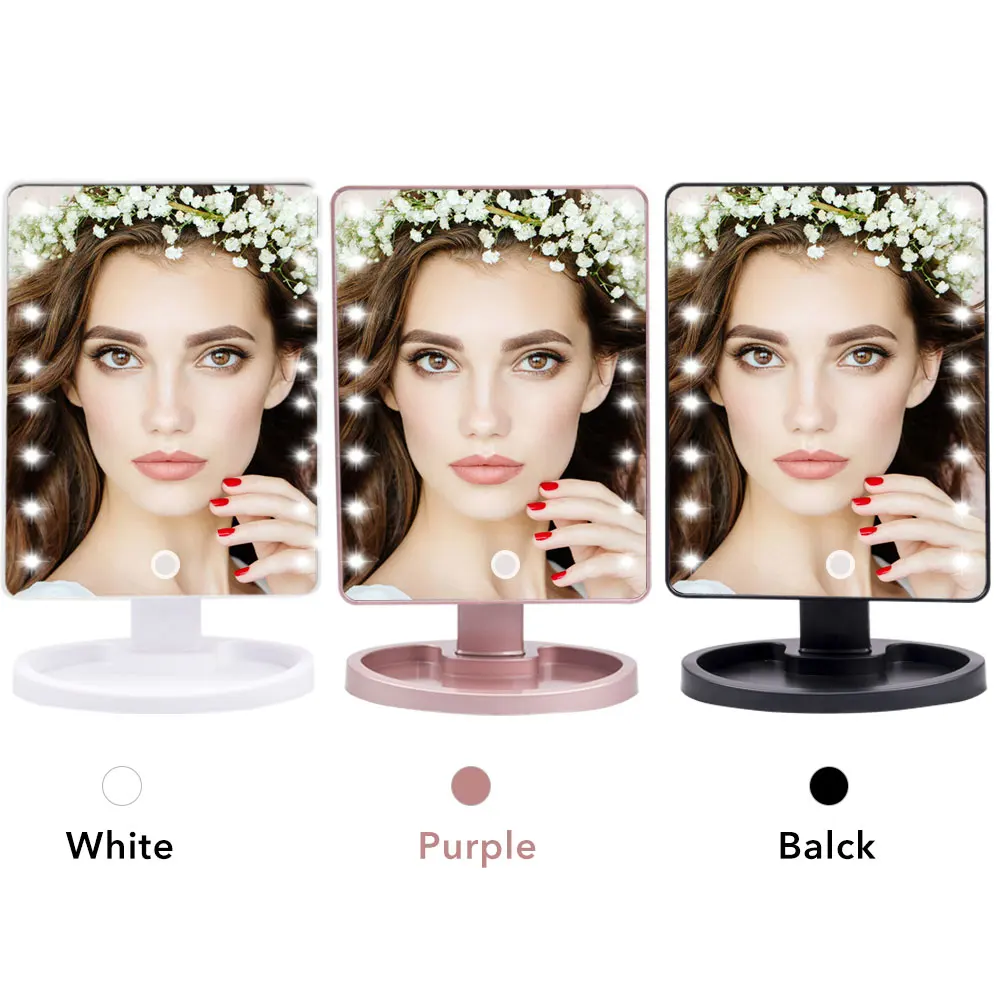 16/22 LED Lights Makeup Mirror Touch Screen Switch Tabletop Cosmetic Mirror Bright Adjustable Battery Operated Magnifying Mirror
16/22 LED Lights Makeup Mirror Touch Screen Switch Tabletop Cosmetic Mirror Bright Adjustable Battery Operated Magnifying Mirror