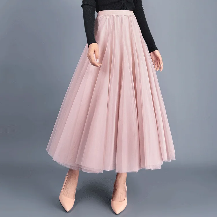 Женская Тюлевая юбка с завышенной талией розовая трапециевидная из органзы