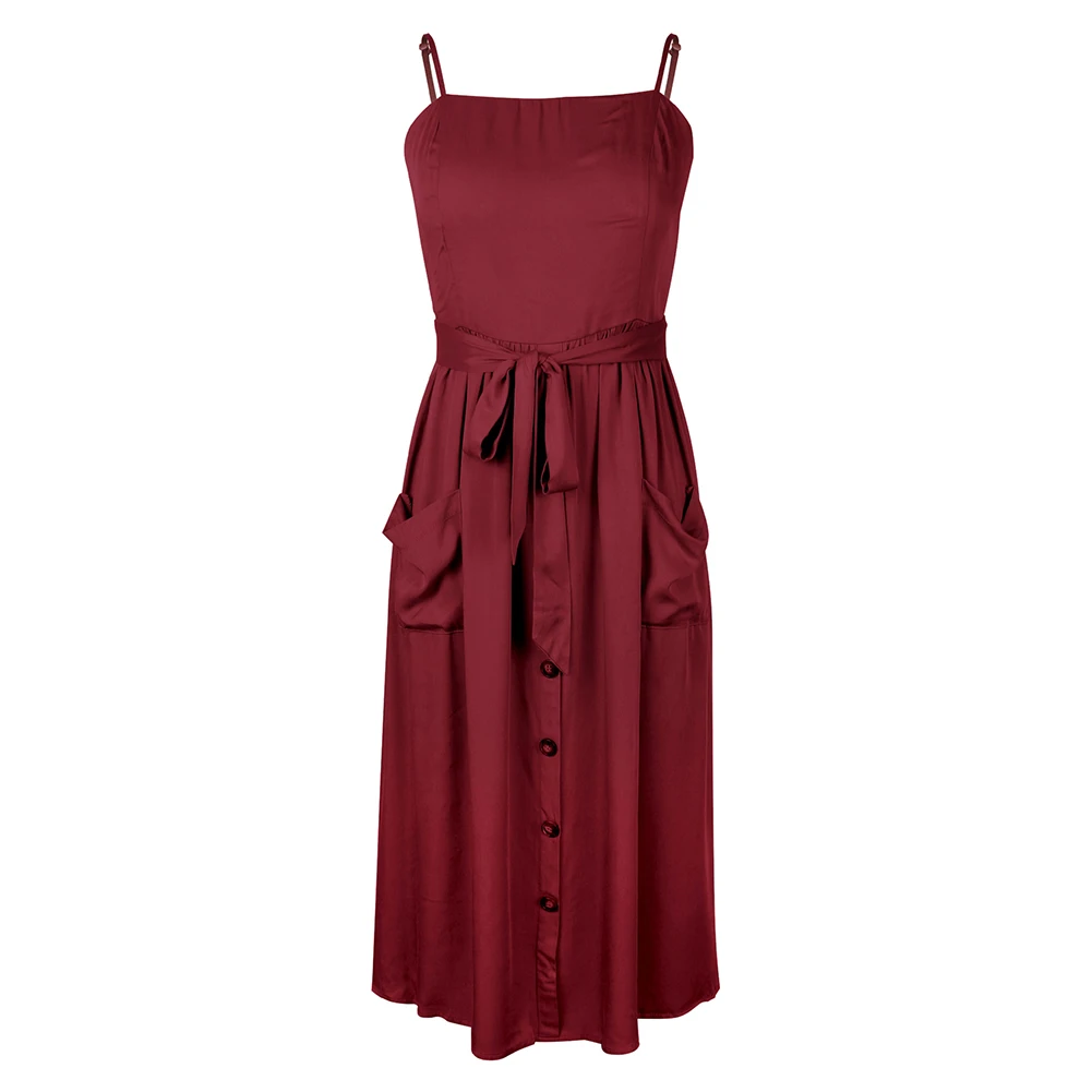 Women's Square-neck Button Sling Dresses High Waist Summer Beach Swing Dress with Pocket Solid Color ENDQ
Women's Square-neck Button Sling Dresses High Waist Summer Beach Swing Dress with Pocket Solid Color ENDQ