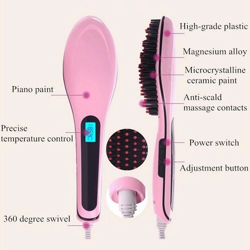 Women Electric Hair Straightener Brush LCD Display Iron Brush Hair Massager Tool EU Plug
Women Electric Hair Straightener Brush LCD Display Iron Brush Hair Massager Tool EU Plug