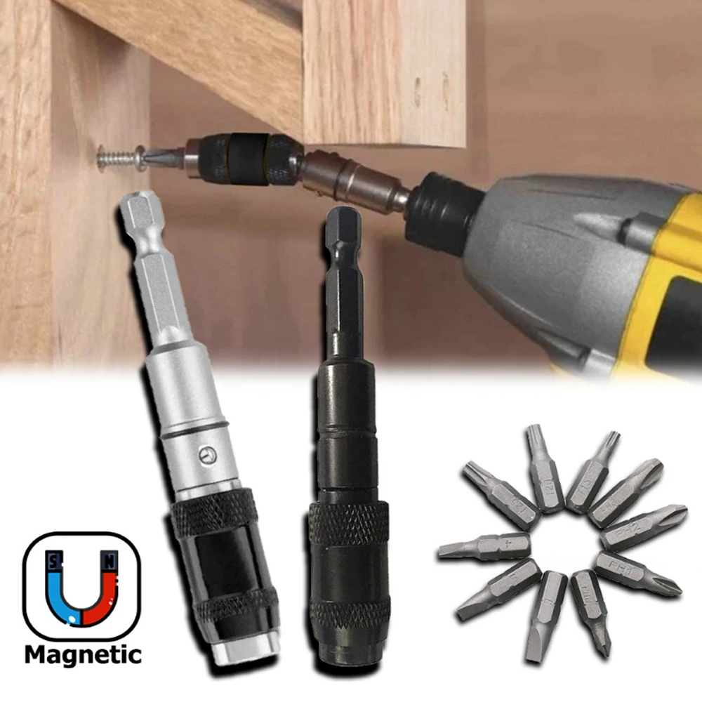 1/4 "шестигранный, магнитный винтовой наконечник Сверла быстрой смены блокировки Бит держатель сверла винт диска инструмент направляющая дрель Удлинительный стержень Дерево инструмент
1/4 "шестигранный, магнитный винтовой наконечник Сверла быстрой смены блокировки Бит держатель сверла винт диска инструмент направляющая дрель Удлинительный стержень Дерево инструмент