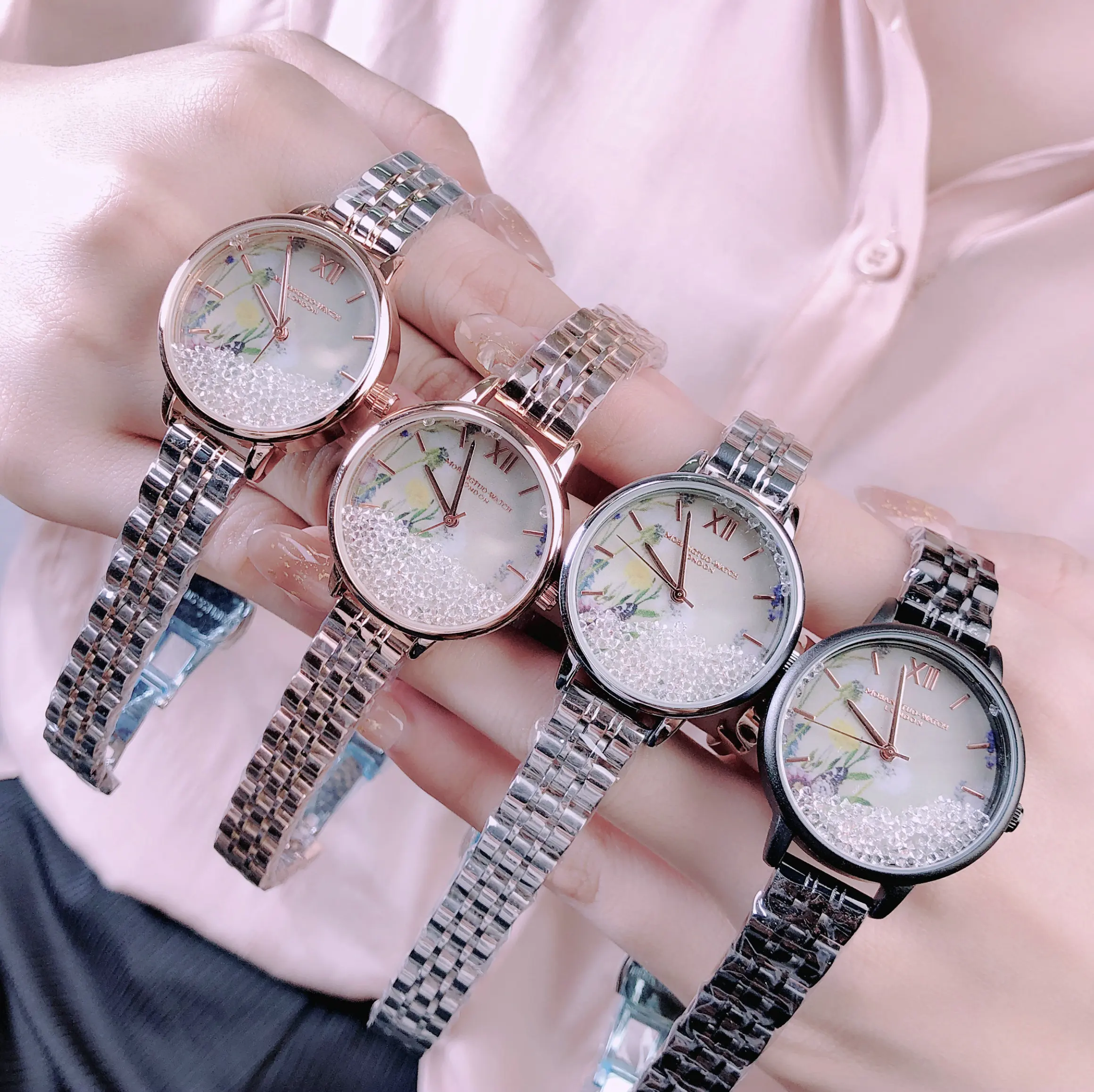 Женские модные часы для отдыха Mobangtuo, изысканные кварцевые часы из нержавеющей стали с инкрустированными бриллиантами 
Женские модные часы для отдыха Mobangtuo, изысканные кварцевые часы из нержавеющей стали с инкрустированными бриллиантами