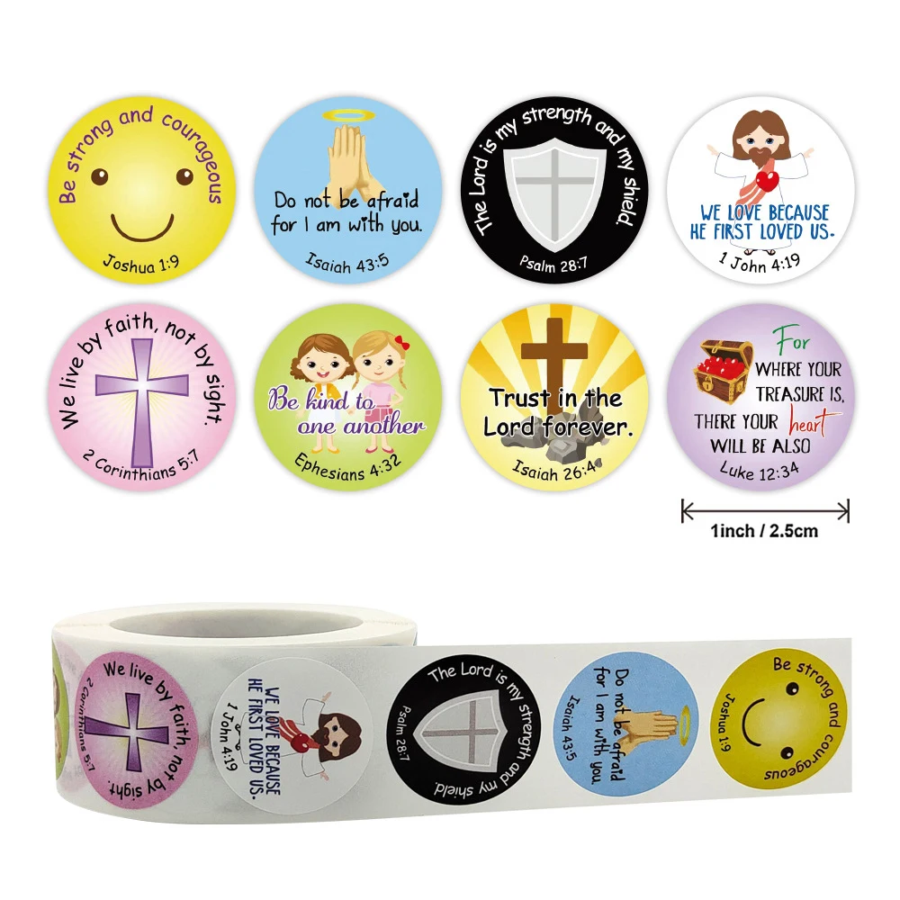 500pcs 2.5cm Children Christian Stickers Bible Scriptures Faith Prayer God Signs Decoration Label Stationery Sticker 
500pcs 2.5cm Children Christian Stickers Bible Scriptures Faith Prayer God Signs Decoration Label Stationery Sticker