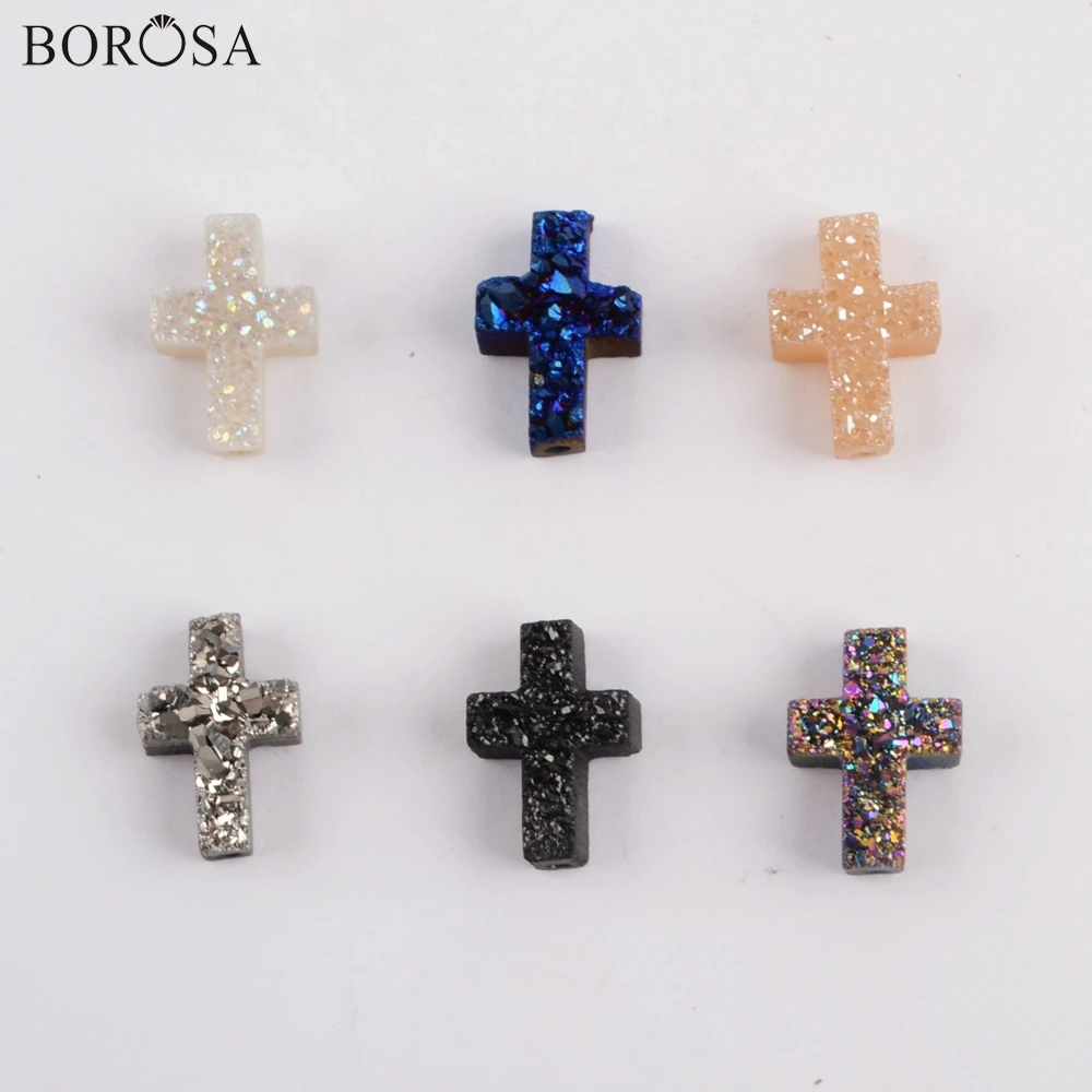 BOROSA 10 шт. радужные бусины в форме Креста натуральные для браслета ожерелье