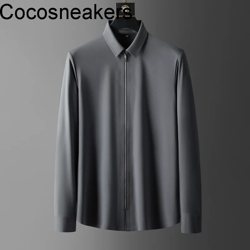 Autumn business leisure zipper silk smooth easy to wash no iron anti wrinkle shirt men's fashion long sleeve rubber pressing
Autumn business leisure zipper silk smooth easy to wash no iron anti wrinkle shirt men's fashion long sleeve rubber pressing