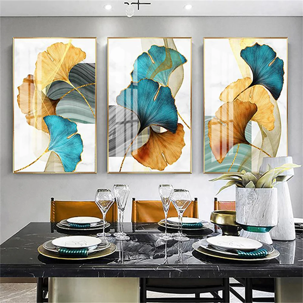 Ginkgo Biloba Wall Decor Blue Green Yellow Gold Plant Leaf Poster Abstract Canvas Print Wall Art Painting for Living Room Decor
Ginkgo Biloba Wall Decor Blue Green Yellow Gold Plant Leaf Poster Abstract Canvas Print Wall Art Painting for Living Room Decor