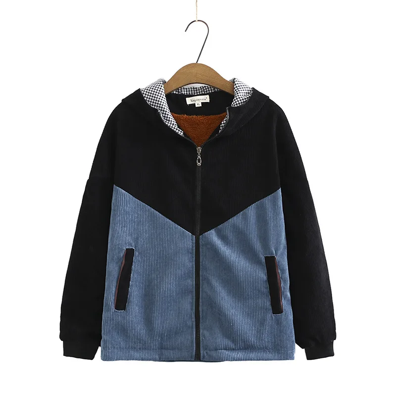 Plus Size Wmen's Hooded Patchwork Corduroy Jackets Casual Autumn Winter Outerwear Female Elegant Clothing
Plus Size Wmen's Hooded Patchwork Corduroy Jackets Casual Autumn Winter Outerwear Female Elegant Clothing