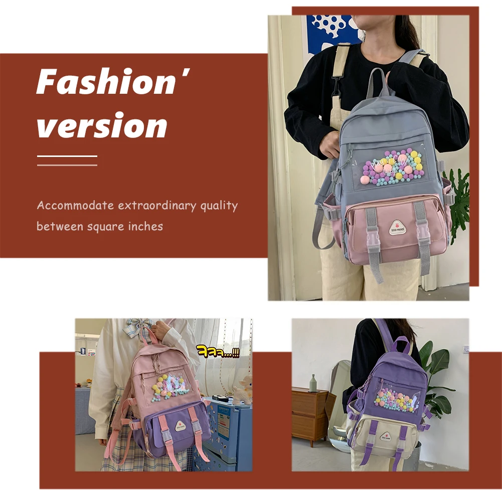 

Модный женский прозрачный рюкзак в стиле пэчворк контрастных цветов, вместительные сумки в стиле преппи для школы и путешествий