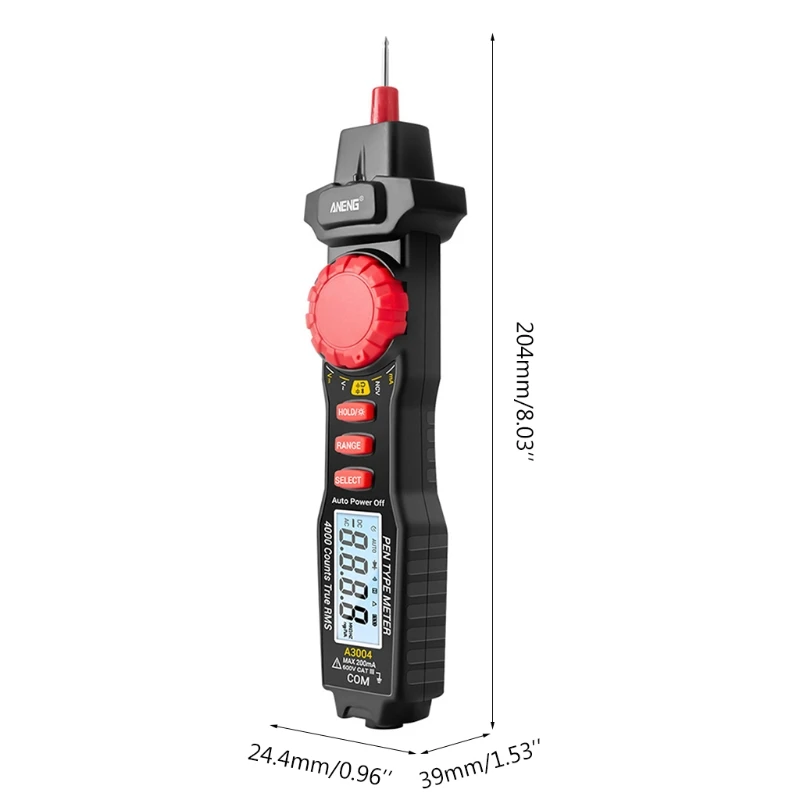 A3004 Multimeter Pen Type Meter 4000 Counts Non Contact AC/DC Voltage Resistance Capacitance Diode Continuity Tester Tool
A3004 Multimeter Pen Type Meter 4000 Counts Non Contact AC/DC Voltage Resistance Capacitance Diode Continuity Tester Tool