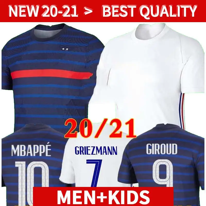 

2020 MBAPPE GRIEZMANN POGBA GIROUD KANTE COMAN RABIOT 20 21 France home away Soccer jerseys Football man + woman + kids kit