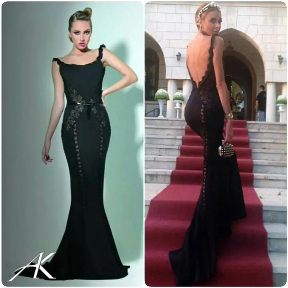 MGC11 Sexy Celebrity Dresses 2015 robe de soiree Open Back Black Mermaid Evening Party Dresses with Sweep Train 
MGC11 Sexy Celebrity Dresses 2015 robe de soiree Open Back Black Mermaid Evening Party Dresses with Sweep Train