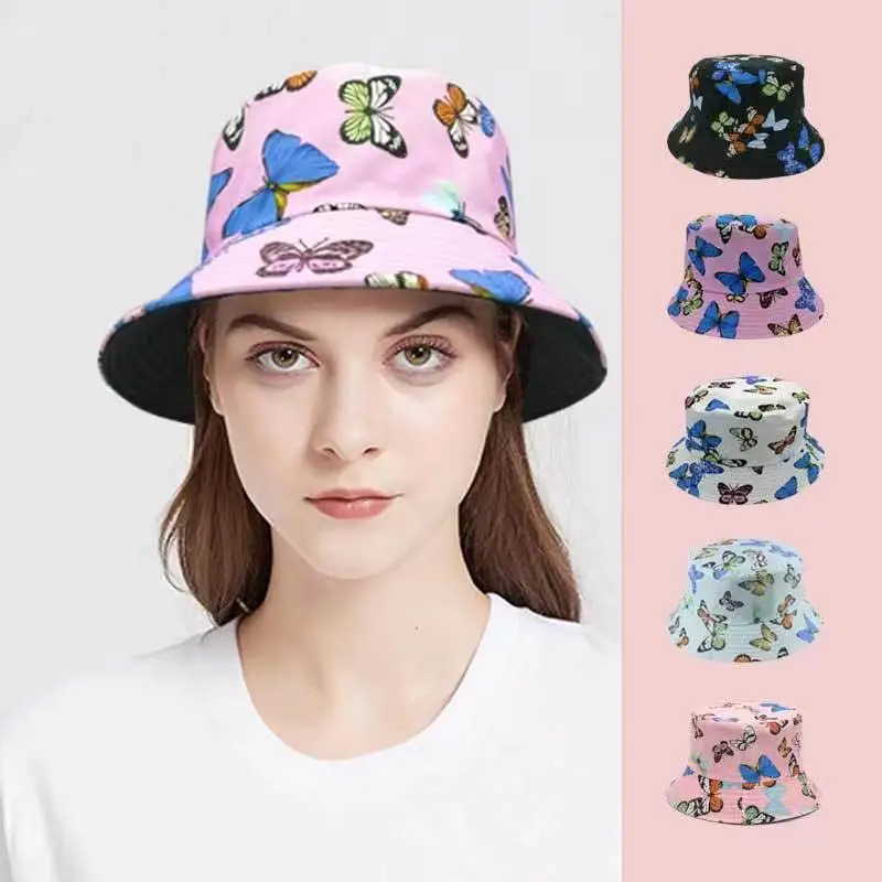 Summer Spring Foldable Outdoor Colorful Butterfly Print Reversible Flat Top Beach Bucket Hat Double Side Fisherman Caps
Summer Spring Foldable Outdoor Colorful Butterfly Print Reversible Flat Top Beach Bucket Hat Double Side Fisherman Caps