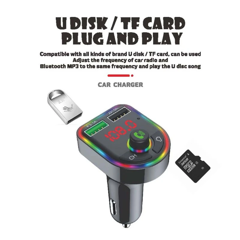 MP3 Player Dual USB 3.1A Fast Charger Colorful Car MP3 Player FM Transmitter with Short Circuit Over Current Protection 
MP3 Player Dual USB 3.1A Fast Charger Colorful Car MP3 Player FM Transmitter with Short Circuit Over Current Protection