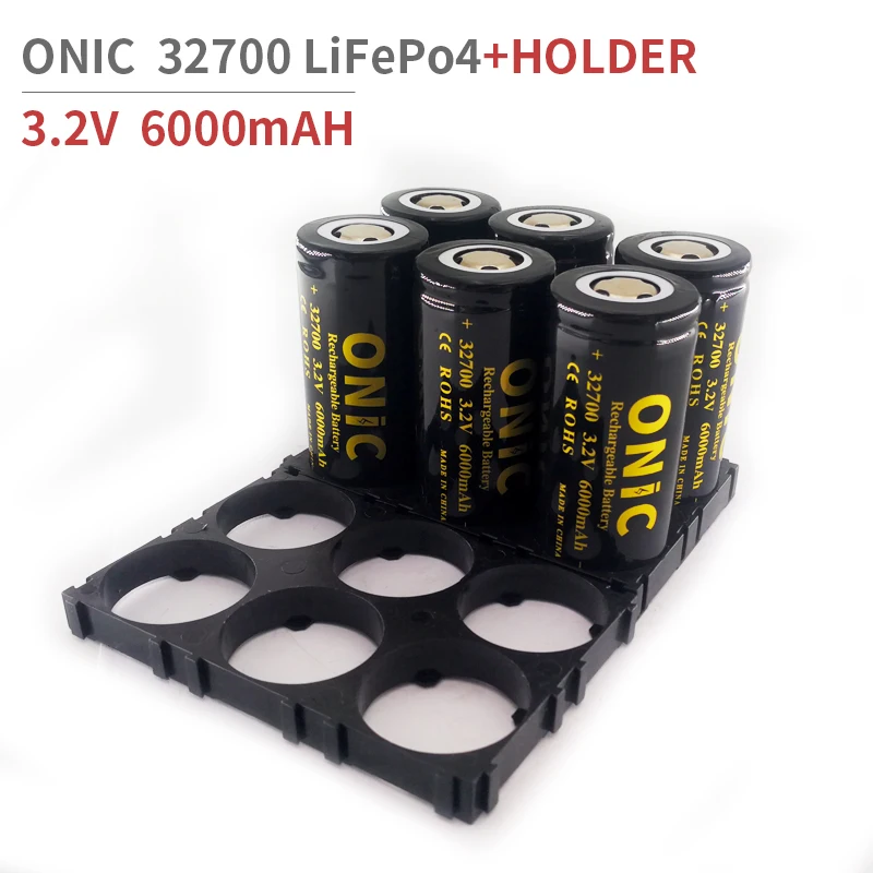 ONIC 6pcs 32700 LiFePO4 3.2v 6000mAh Rechargeable Battery Cell Long Discharge Batteries with 2pcs 2x3 Holder
ONIC 6pcs 32700 LiFePO4 3.2v 6000mAh Rechargeable Battery Cell Long Discharge Batteries with 2pcs 2x3 Holder