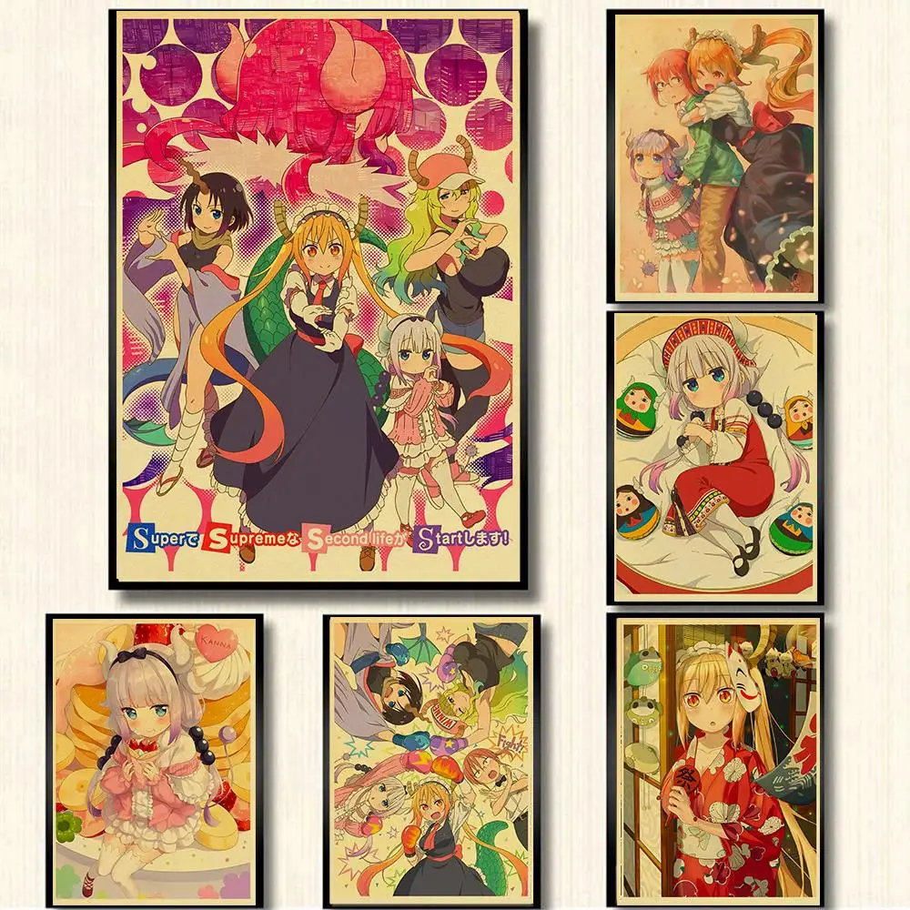 Girls Bedroom Home Decor Kobayashi's Dragon Maid Retro Wall Art Canvas Painting Nordic Poster Prints Wall Pictures Classic Anime
Girls Bedroom Home Decor Kobayashi's Dragon Maid Retro Wall Art Canvas Painting Nordic Poster Prints Wall Pictures Classic Anime