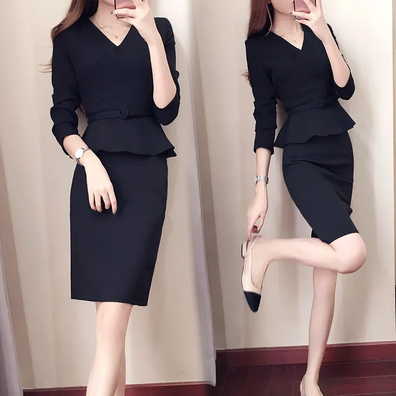 Autumn 2020 New Women's Waist-Tight Slimming V-Neckline Temperament Fake Two-Piece Flounce Peplum Hip-Wrapped Dress Business
Autumn 2020 New Women's Waist-Tight Slimming V-Neckline Temperament Fake Two-Piece Flounce Peplum Hip-Wrapped Dress Business