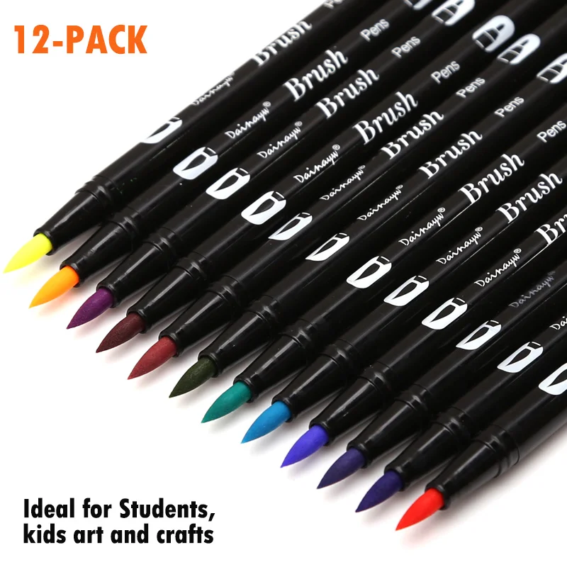 Dainayw Dual Brush Pen Art Markers, Primary, 12-Pack, ABT Brush and Fine Tip Markers for Journaling Card Making
Dainayw Dual Brush Pen Art Markers, Primary, 12-Pack, ABT Brush and Fine Tip Markers for Journaling Card Making