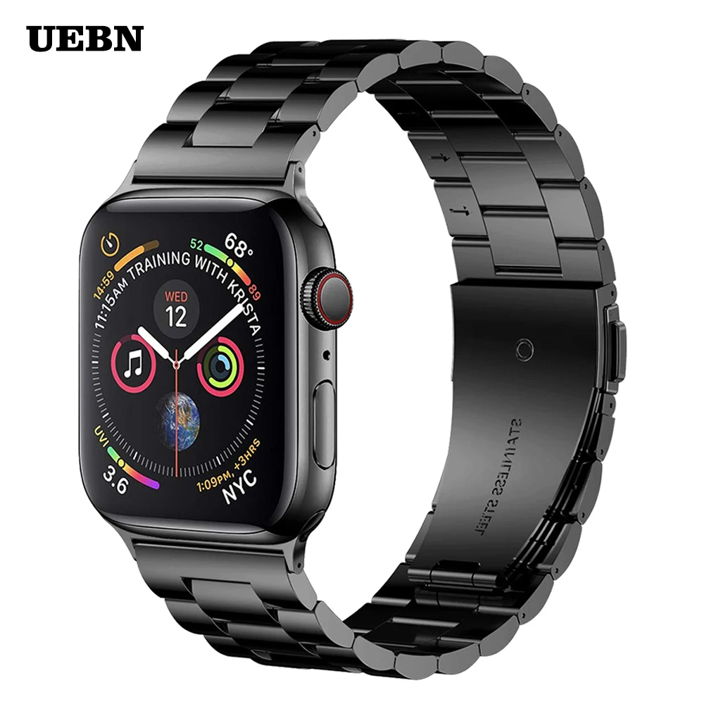 Классический металлический ремешок UEBN из нержавеющей стали для Apple watch Series 6 40 мм 44