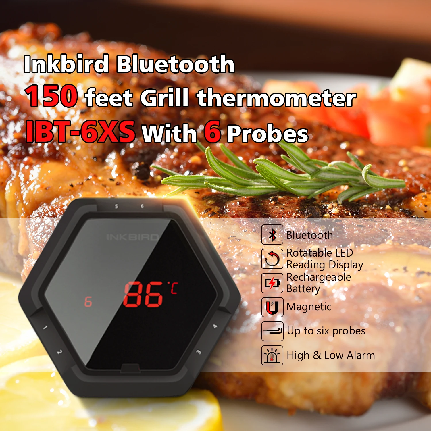 InkBird IBT-6XS 150ft Bluetooth Grill Thermometer BBQ Thermometer Controlador De Temperatura For Digital Cooking,Smoking,Oven
InkBird IBT-6XS 150ft Bluetooth Grill Thermometer BBQ Thermometer Controlador De Temperatura For Digital Cooking,Smoking,Oven