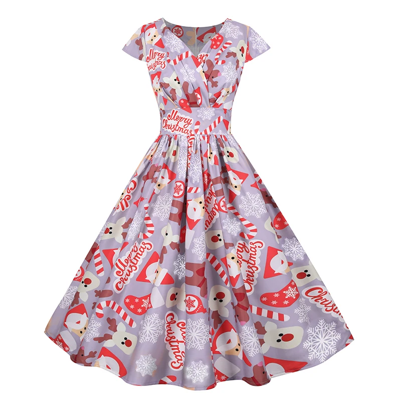 Christmas Dress Women Santa Snowman Snowflake Vintage Print V-neck Party Dress Sexy Purple Red Dress
Christmas Dress Women Santa Snowman Snowflake Vintage Print V-neck Party Dress Sexy Purple Red Dress