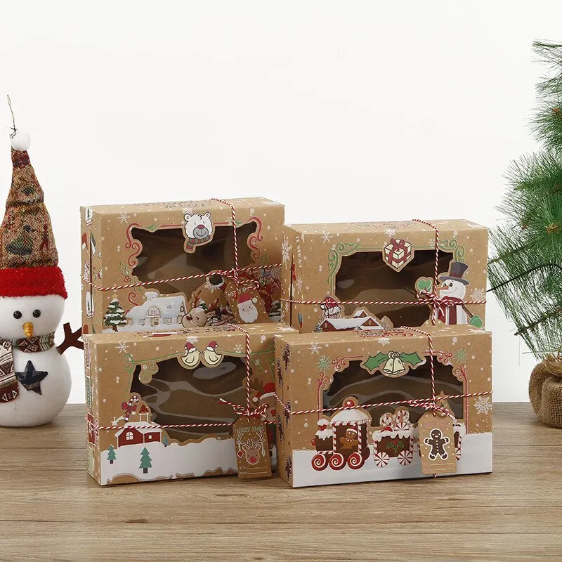 24Pcs Large Size Christmas Candy Cookie Kraft Paper Box With Plastic PVC Window Gingerbread Chocolate Gift Cardboard Gift Box
24Pcs Large Size Christmas Candy Cookie Kraft Paper Box With Plastic PVC Window Gingerbread Chocolate Gift Cardboard Gift Box