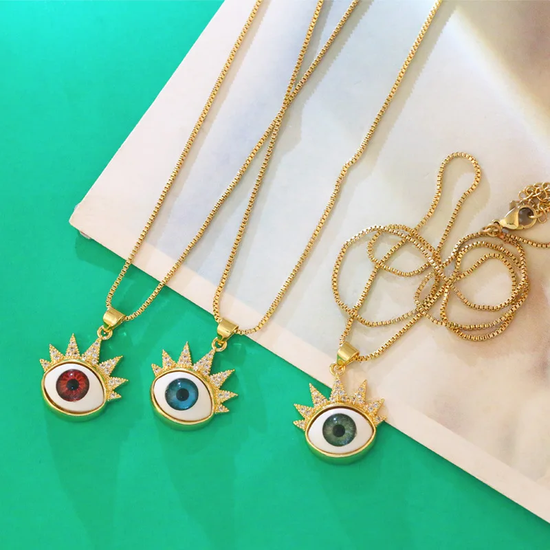 Gold Chain Resin Evil Eye Pendant Necklace Copper CZ White Stone Gold Plated Short Necklace Jewelry For Women
Gold Chain Resin Evil Eye Pendant Necklace Copper CZ White Stone Gold Plated Short Necklace Jewelry For Women