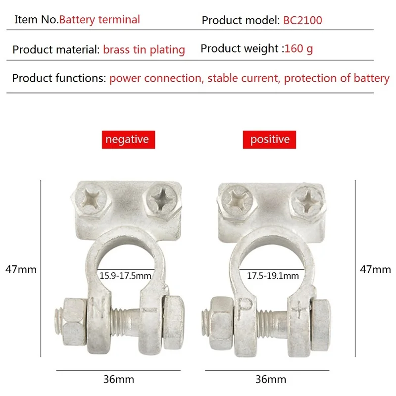 Car Battery Terminals Clamps Pair Screw Connection Positive & Negative Brass Plated Tin Cables Connectors Accessories
Car Battery Terminals Clamps Pair Screw Connection Positive & Negative Brass Plated Tin Cables Connectors Accessories