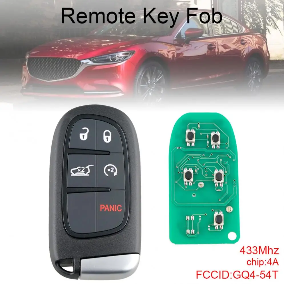 433Mhz 5 Buttons Keyless Remote Smart Key Fob with 4A Chip GQ4-54T Fit for 2014 2015 2016 2017 2018 2019 Jeep Cherokee
433Mhz 5 Buttons Keyless Remote Smart Key Fob with 4A Chip GQ4-54T Fit for 2014 2015 2016 2017 2018 2019 Jeep Cherokee