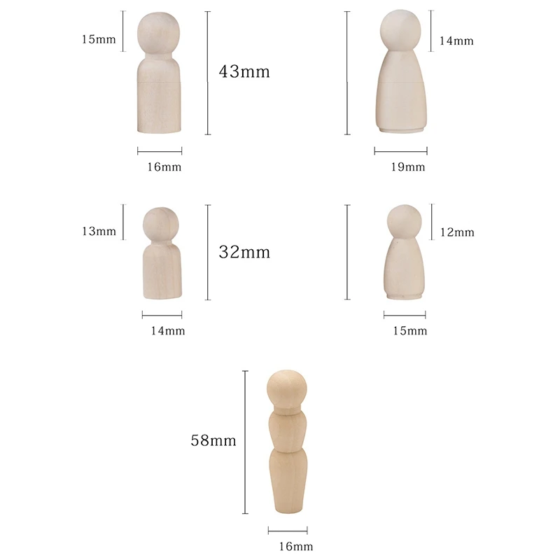 65MM/5M/4M/32MM/58MM Unfinished Nature Peg Doll Craft Handmade Art Wooden Kids Toy Decorative DIY Paint Scrawl Doll
65MM/5M/4M/32MM/58MM Unfinished Nature Peg Doll Craft Handmade Art Wooden Kids Toy Decorative DIY Paint Scrawl Doll