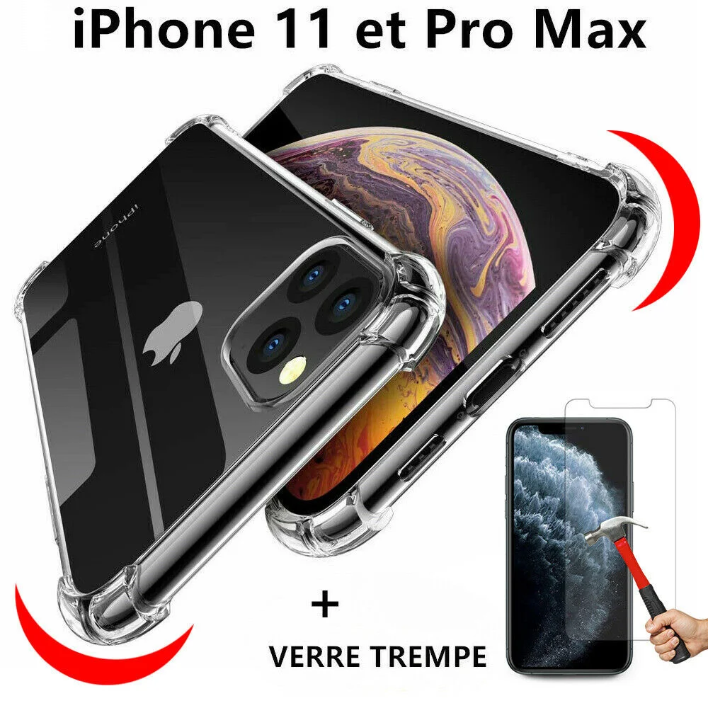 COQUE POUR FOR IPHONE 11 PRO MAX CRYSTAL SILICONE CASE + VITRE VERRE TREMPE ECRAN 
COQUE POUR FOR IPHONE 11 PRO MAX CRYSTAL SILICONE CASE + VITRE VERRE TREMPE ECRAN