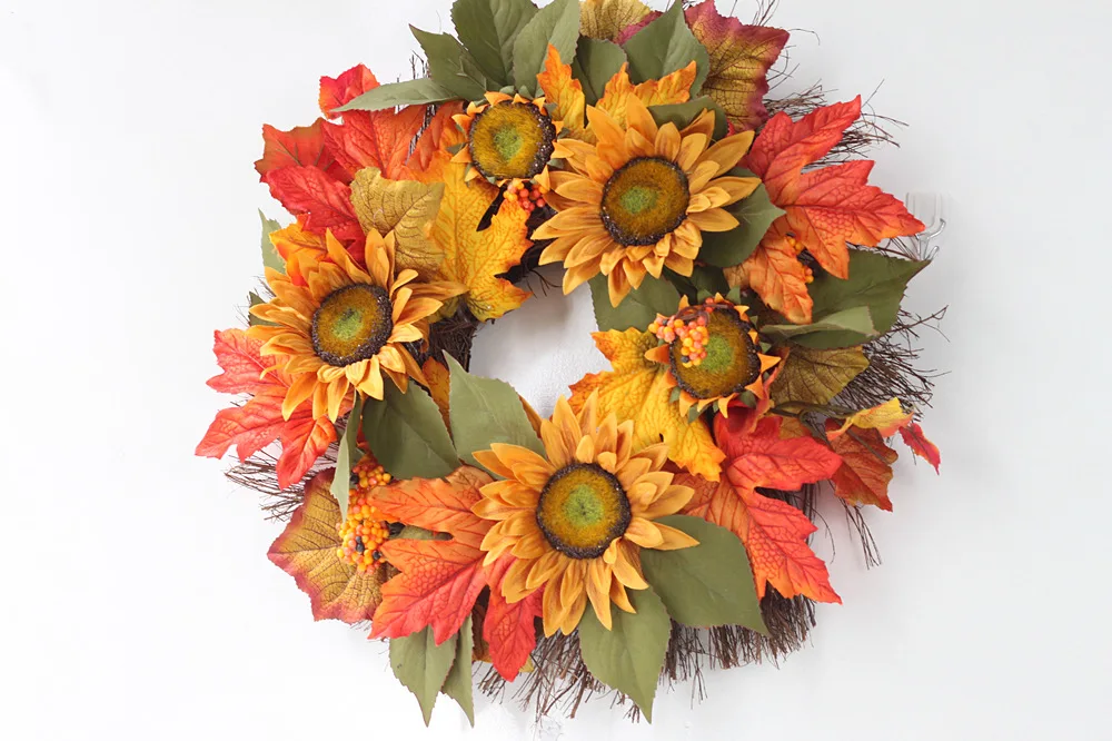 Autumn maple leaf sunflower silk cloth wreath Thanksgiving halloween harvest festival decoration autumn wreath door ring
Autumn maple leaf sunflower silk cloth wreath Thanksgiving halloween harvest festival decoration autumn wreath door ring